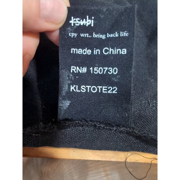 KSUBI Large Black TOTE BAG Trendy 100% Recycled Material 18” X 19.5” Minimal Use - Picture 8 of 10